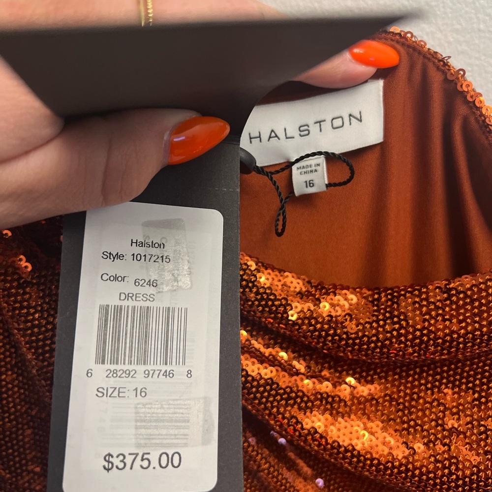 NWT Halston VAL SEQUIN ONE SHOULDER MINI 16 - Picture 8 of 9